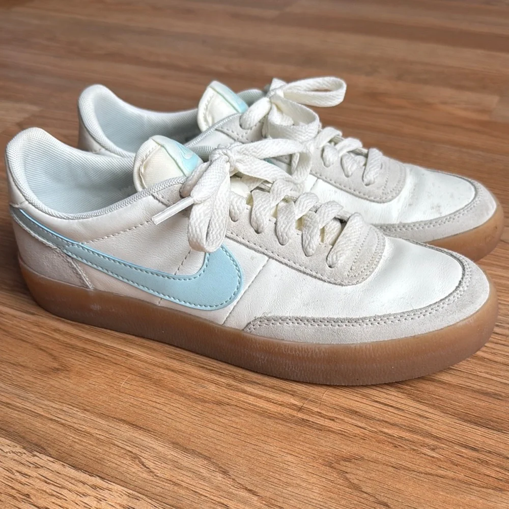Nike Women's Cream and Blue Sneakers - Picture 2 of 5